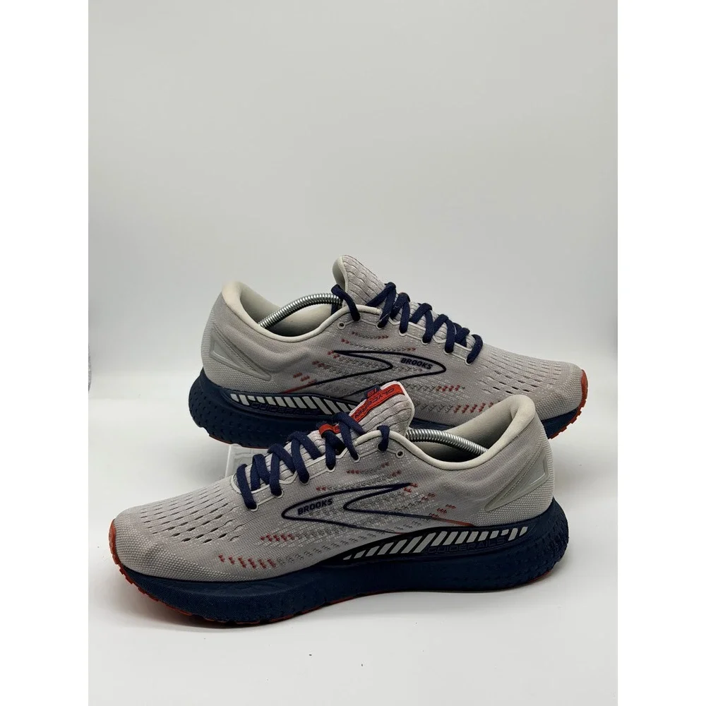 Brooks Glycerin GTS 19 Mens 12.5 D Running Shoes Gray Navy Orange 110357